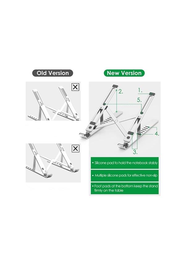 Resim Alüminyum Katlanabilir Ayarlı Dizüstü Laptop Notebook Standı 