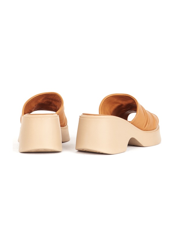 Resim Dericlub Platform Topuk Kadın Terlik Gerçek Deri Zy 7841 Karamel Karamel 