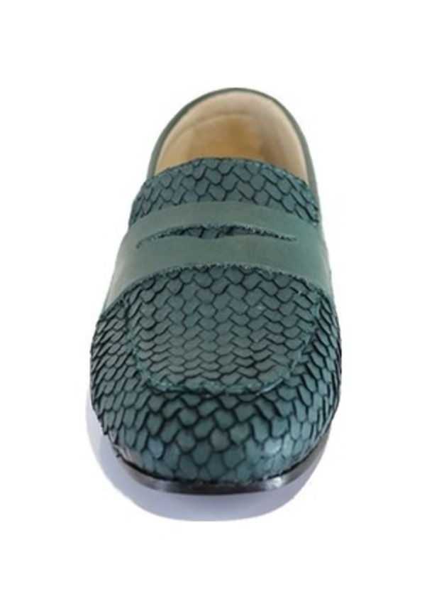 Resim Kadın Hakiki Deri Kösele Taban Yeşil Süet Ayakkabı Yeşil 