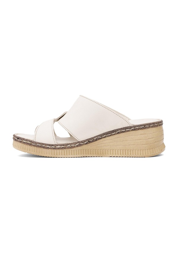 Resim Mammamia D25yt-1265 Kadın Hakiki Deri Dolgu Topuk Terlik Kemik Kemik 