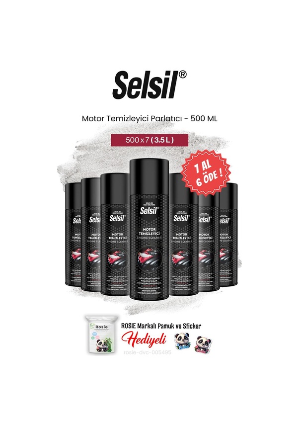Resim Selsil Motor Temizleyici Parlatıcı, 500 Ml 7 Al 6 Öde Ve Rosie Pamuk 1 adet 