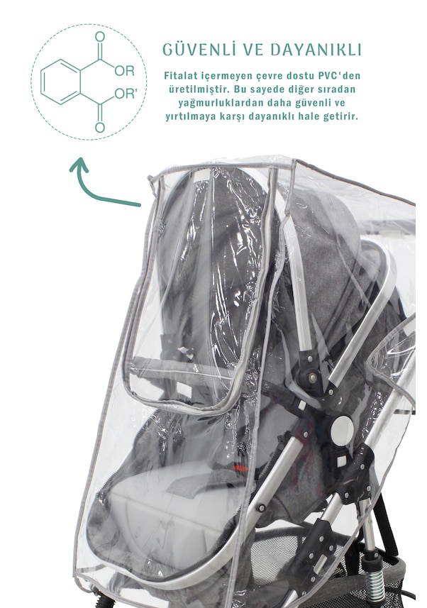 Mordesign Fermuarlı Ultra Lüx Bebek Arabası Yağmurluğu NA8896