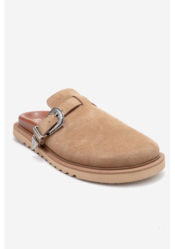 Resim Luvi Shoes Vesta Toprak Süet Tokalı Hakiki Deri Kadın Burnu Kapalı Terlik Toprak 