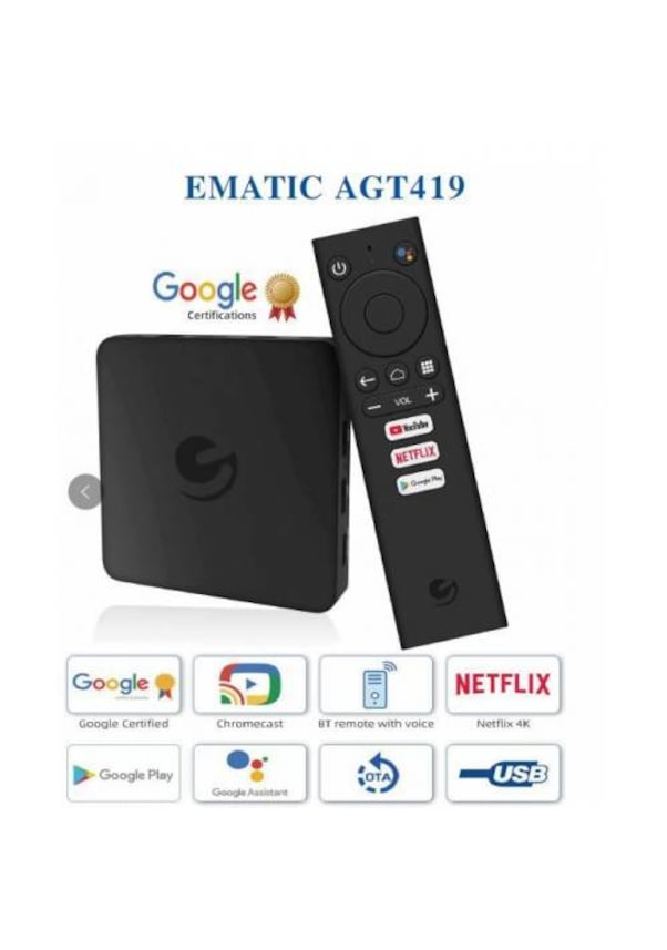 Ematic AGT419 4K Ultra Hd Android Netflix Tv Box Fiyatları ve Özellikleri