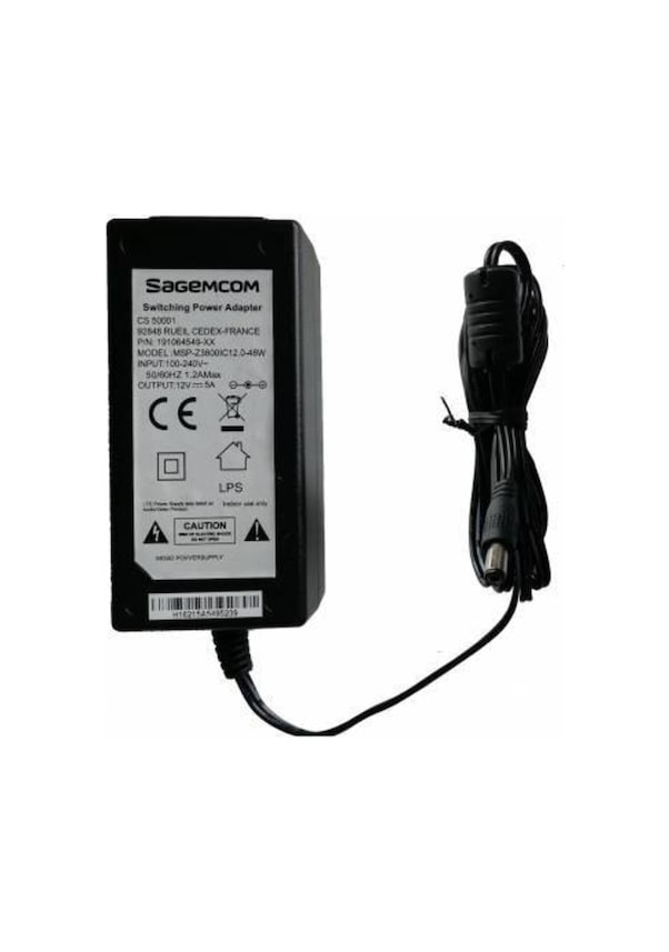 Resim Sagemcom 12V 5A Adaptör(Power Kablosu Dahil) 