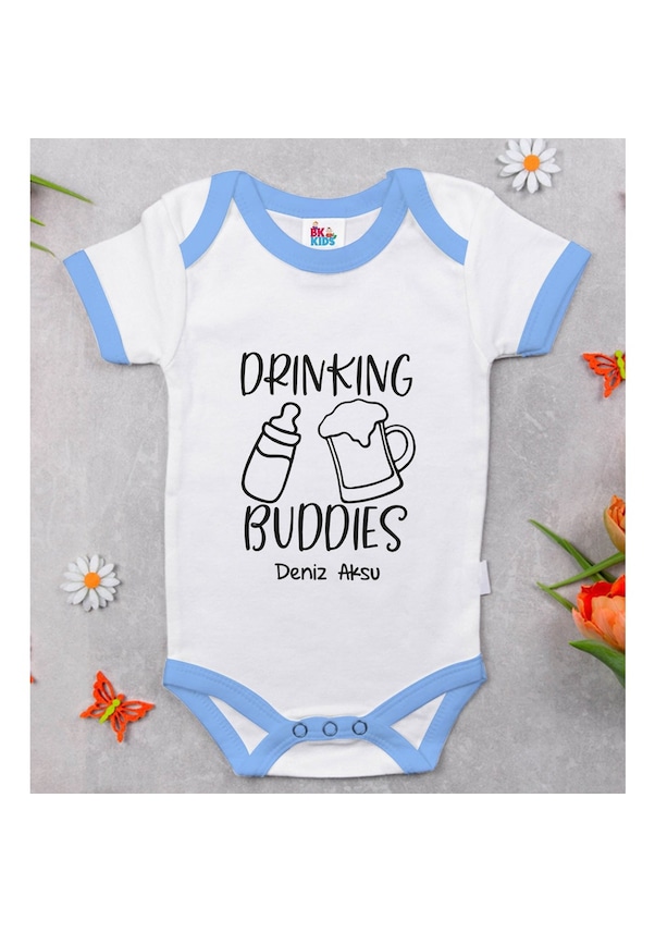 Bitmeyenkartus Bk Kids Kişiye Özel Mavi Bebek Body Zıbın - Model 1