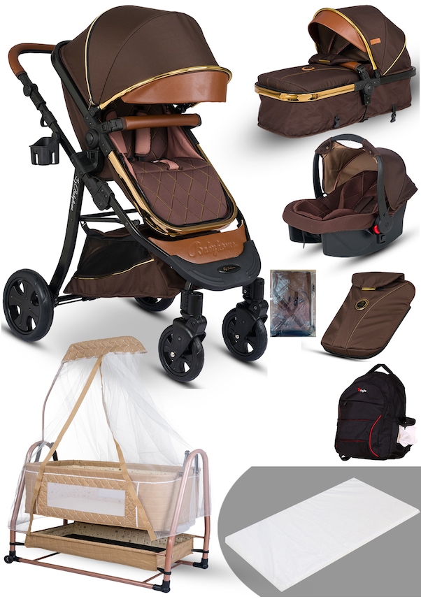 Baby Home 985 Travel Sistem Bebek Arabası + 505 Bebek Sepeti Anne Yanı Beşik