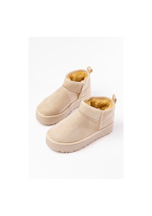 Resim Ndr-2850 Bej Süet İçi Kürklü Kışlık Kapalı Burun Kadın Günlük Terlik Çok Renkli 