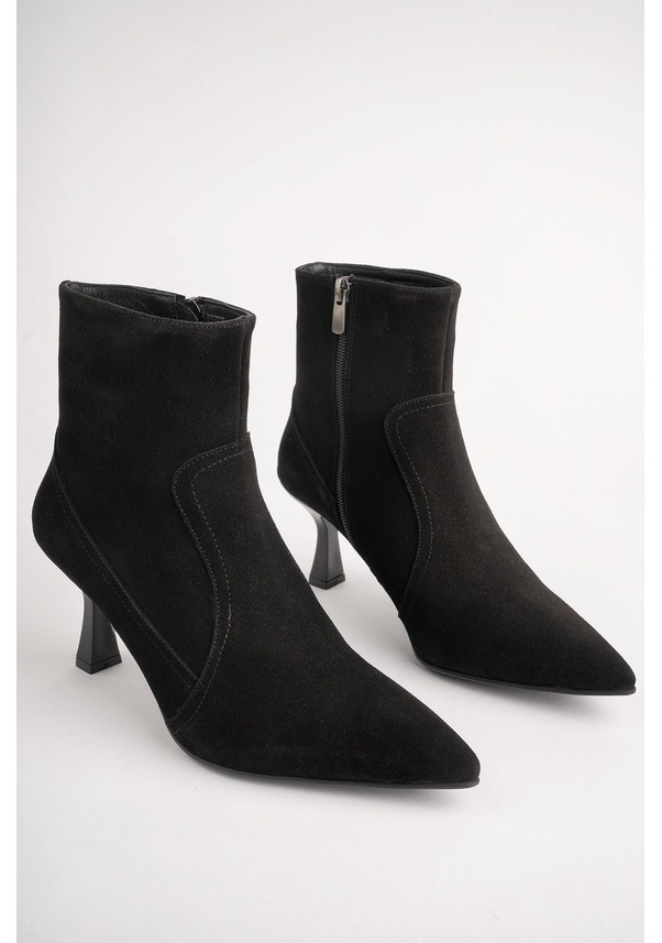 Resim Muggo Natalie Garantili Hakiki Deri Sivri Burun Fermuarlı İnce Topuklu Kadın Bot 001 