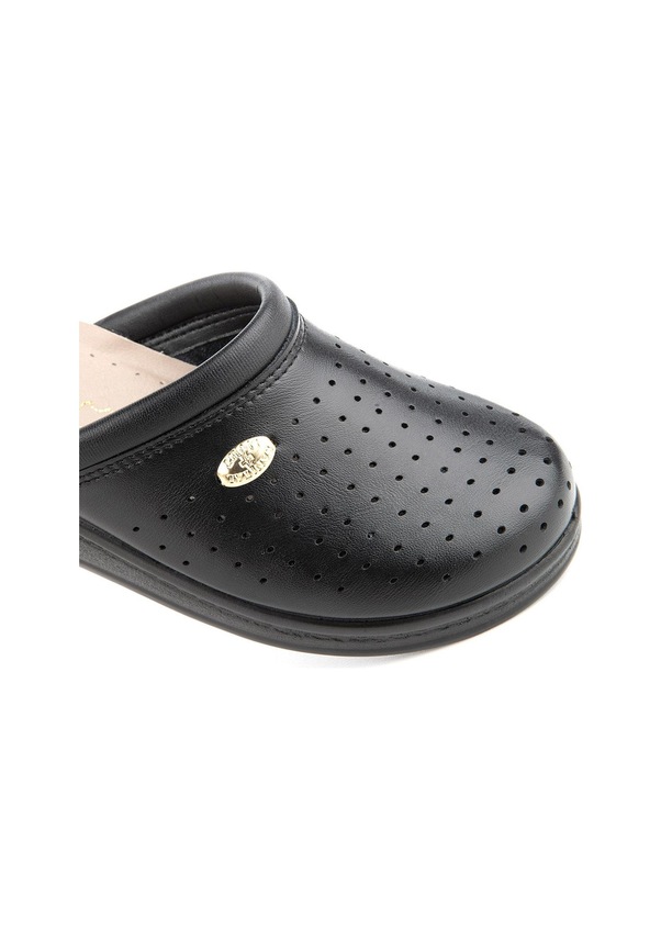 Resim Muya İmmer Çok Amaçlı Anatomik Taban Hakiki Deri Kadın Sabo Terlik Siyah 