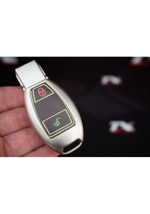 Resim Mercedes Uyumlu Benz A B C S Class 2 Buton Metal Deri Fosforlu Anahtarlı (418801335) 