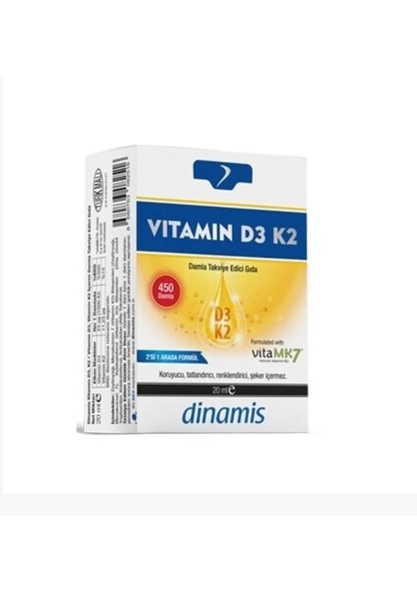 Dinamis Vitamin D3 K2 20ml. Damla Vit. Takviyesi 8680763082516