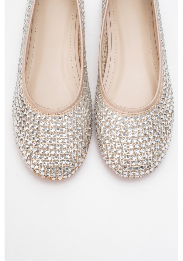 Resim Luvi Shoes Runway Bej File Taşlı Kadın Babet Ayakkabı Bej 