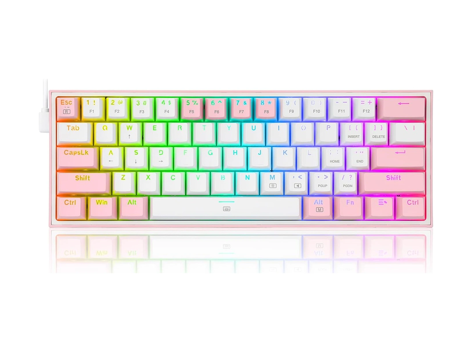 Resim Redragon K617 Fizz Rgb Red Switch Kablolu /pink Compact Gaming Oyuncu Klavye 