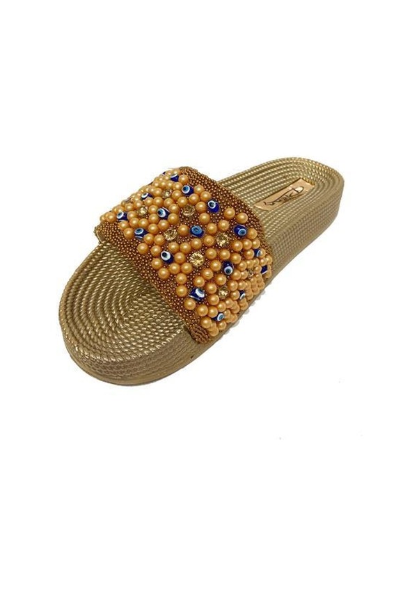 Resim Pienn 20037-007 Anatomik Fashion Taşlı Kadın Terlik Bronz 