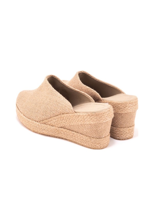 Resim Star Tombis Gerçek Elişi Platformlu Burnu Kapalı Elişi Hasır Keten 9cm Topuk Sabo Terlik Handmade Hasır Kahverengi 