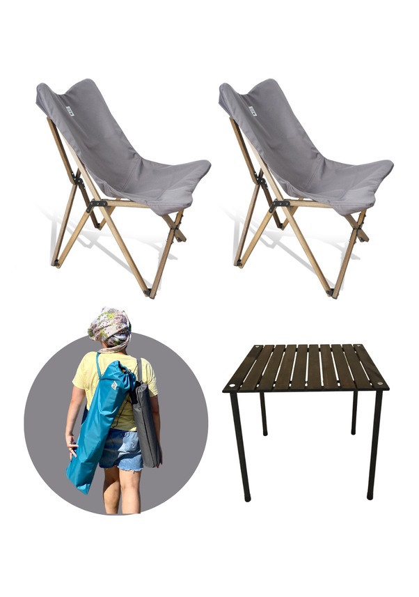 Bag The Joy Ahşap Masa Sandalye Seti AntrasitKoyu Gri60 60 55cm