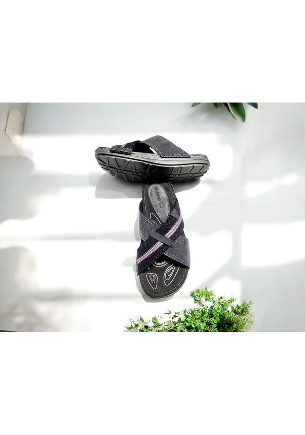 Resim Çapraz Tasarım Deri İç Taban Ev Ve Dışarı Terliği 