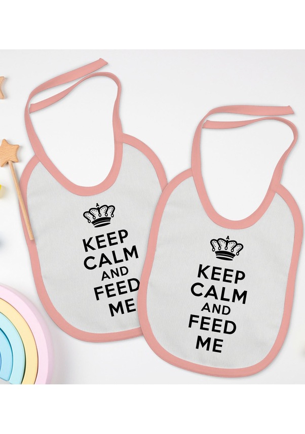 BK Kids Keep Calm Tasarımlı 2’li Pembe Mama Önlüğü-1 BK Kids Keep Calm Tasarımlı 2’li Pembe Mama Önlüğü-1