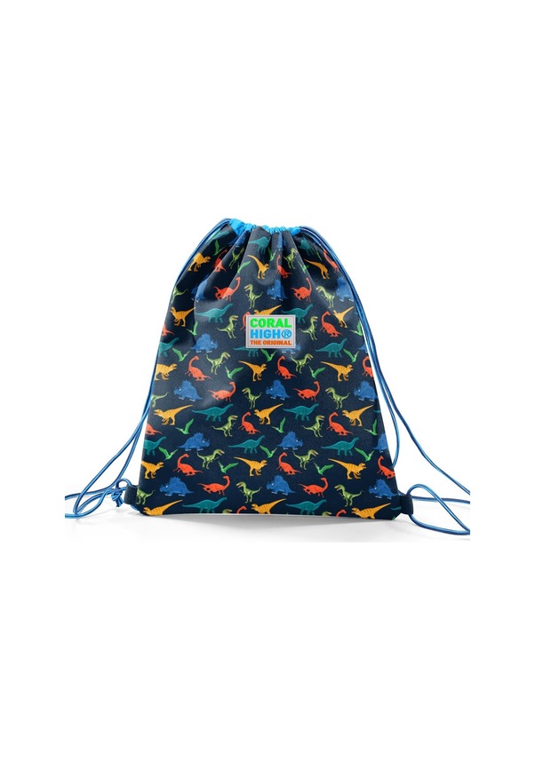 Resim Coral High Kids Lacivert Mavi Dinozor Desenli İpli Büzgülü Sırt Çantası 22452 Lacivert 