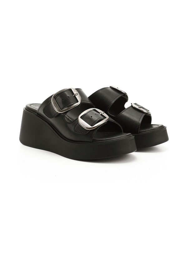 Resim Gönderi R Siyah Dolgu Topuk Tokalı Terlik Siyah 