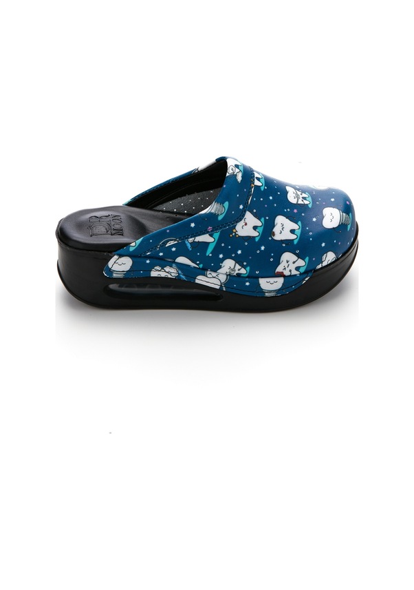 Resim iş Desenli Airmax Taban Bayan Hakiki Deri Sabo Terlik Mavi 