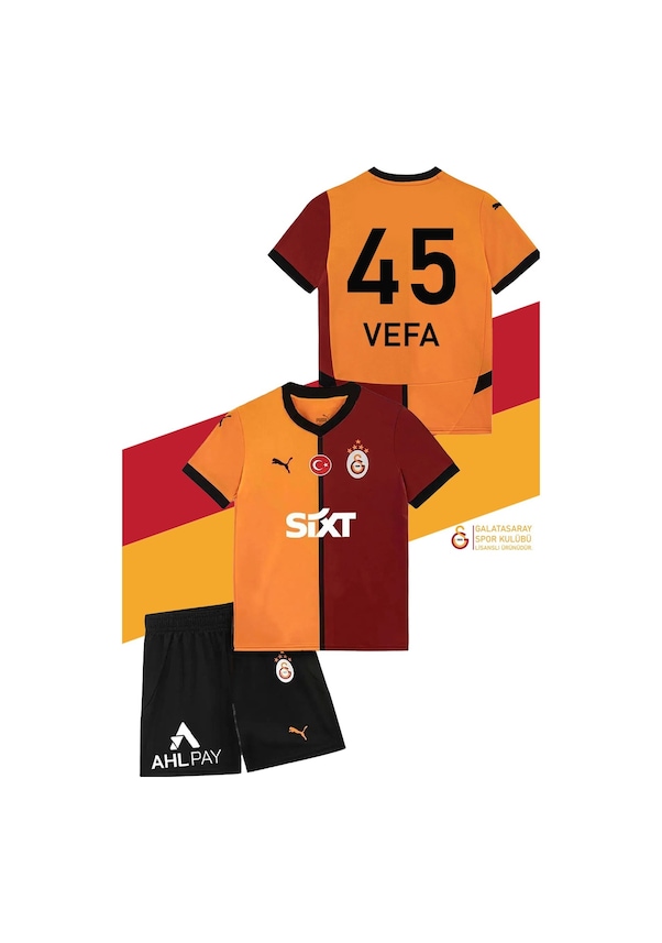 Resim Galatasaray Lisanslı 24-25 5 Yıldızlı Sarı - Kırmızı İsme Özel Çocuk Forma Set Ahşap Kutulu Kırmızı - Sarı 