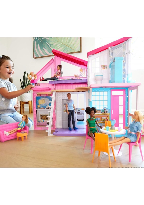 Resim Barbie'nin Muhteşem Malibu Evi Pembe Kutu 6 Odalı FXG57 