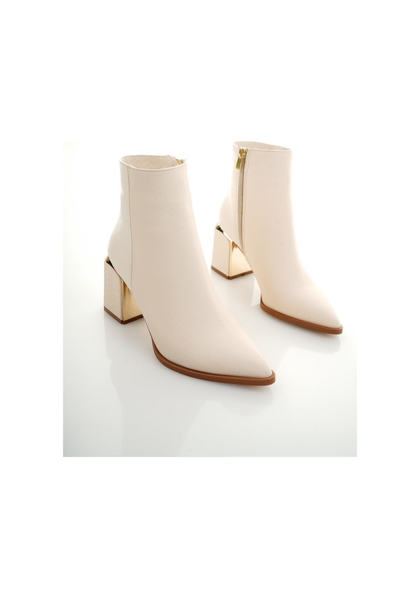 Resim Muggo Kylie Garantili Sivri Burun Kalın Topuklu Fermuarlı Kadın Bot 001 