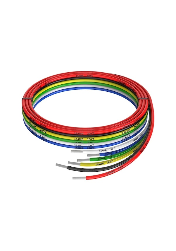 Resim Dashanshop 14 Awg 6 Renkli 5 Ft Esnek Silikon Elektrik Kablosu Paket 