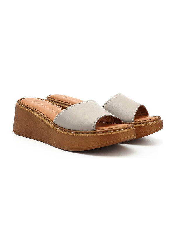 Resim Gönderi R Kadın Krem Dolgu Taban Hakiki Deri Terlik Dyza69842265 Krem 