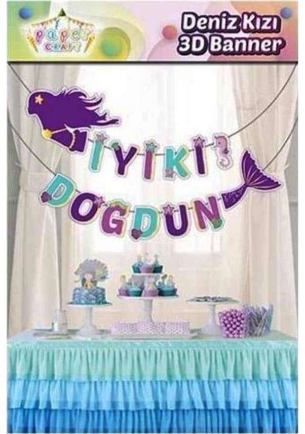 Resim Deniz Kızı Figürlü İyi Ki Doğdun 3d Banner 