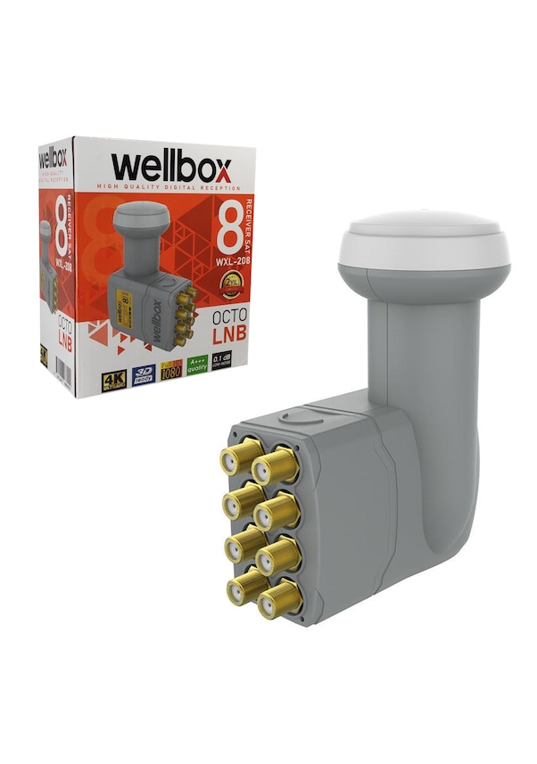 LNB OCTO High Gain 65dB - Facteur De Bruit 0,1dB - Compatible 4K TNTSAT Astra FRANSAT - Pour Antenne Satellite