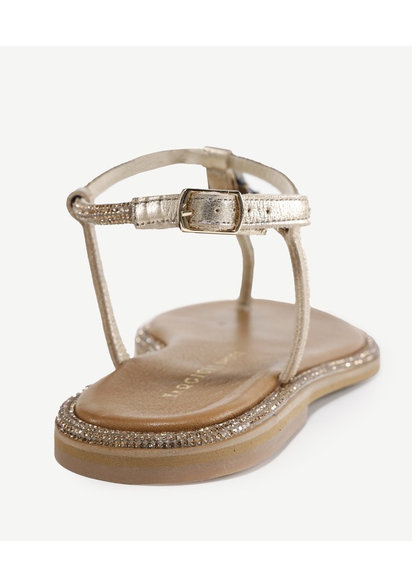 Resim Yargıcı Aksesuar Detaylı Parmak Arası Sandalet Bronz 