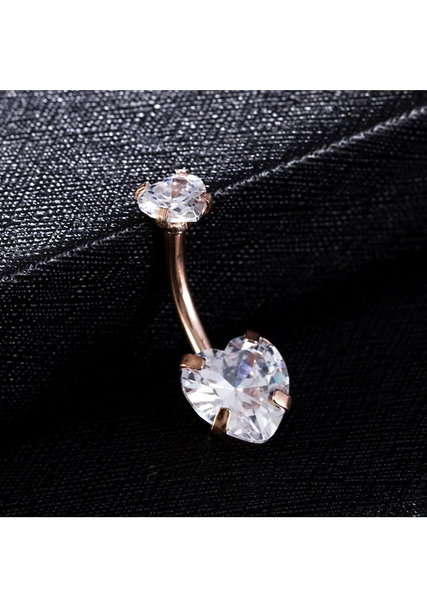 Vipbt Sade Zirkon Kalp Göbek Piercing