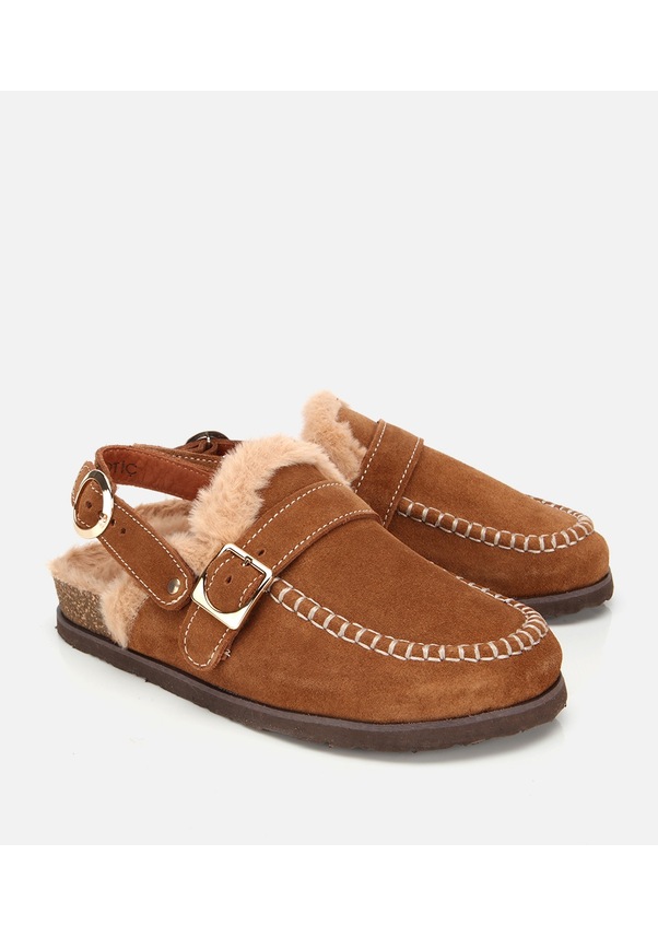 Resim Hotiç Kadın Süet Deri Taba İçi Kürklü Sabo Terlik 01teh315700a370 01teh315700a370 Taba 