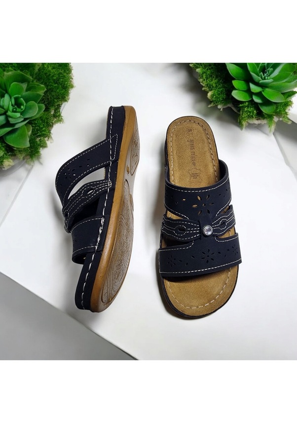 Resim Kadın Günlük Taş Detaylı Çiçek Baskılı Ev Ve Dışarı Terliği Siyah 