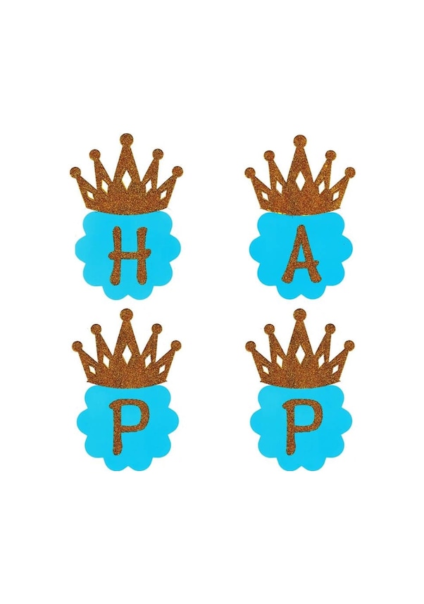 Resim Happy Birtyday Banner - Simli - Mavi - 3.00 Mt 