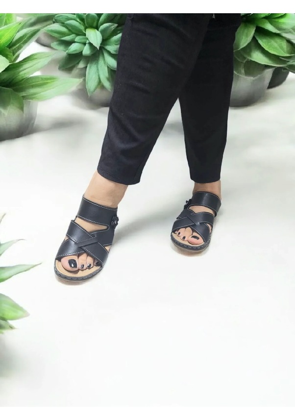 Resim Kadın Topuk Dikeni Jelli Ev Dışarı Terlik Siyah 