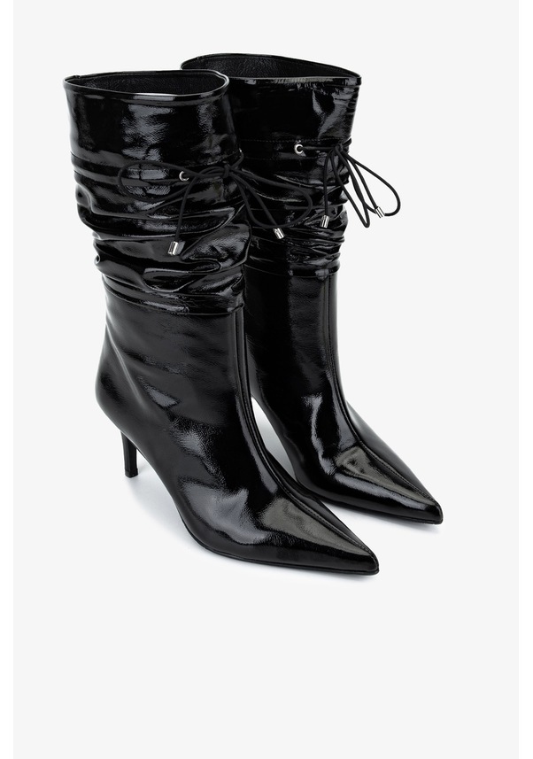 Resim Valmenti Kadın Hakiki Deri Siyah Klasik Çizme 1135 0515 Bn Czm Sk25-26 Sıyah Krs Rugan Siyah 