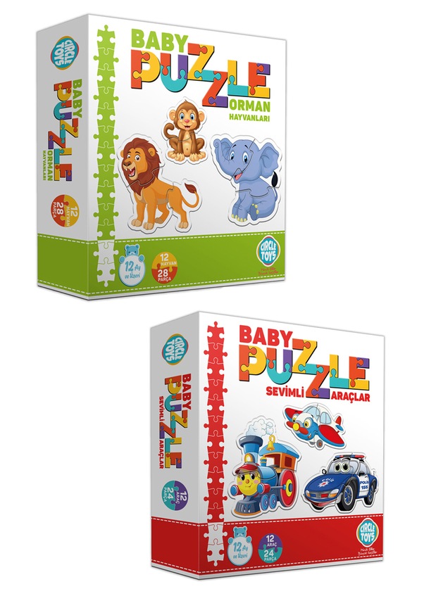 Circle Toys Baby Puzzle Orman + Baby Puzzle Sevimli Araçlar Seti Circle Toys Baby Puzzle Orman + Baby Puzzle Sevimli Araçlar Seti