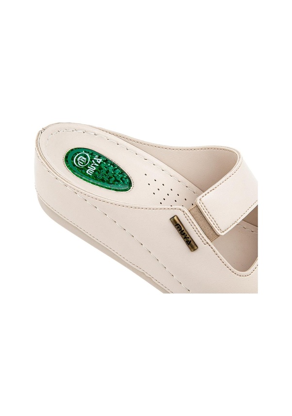 Resim Muya Panna Anatomik Taban Jel Destekli Topuk Dikeni Dört Mevsim Kadın Terlik Krem 