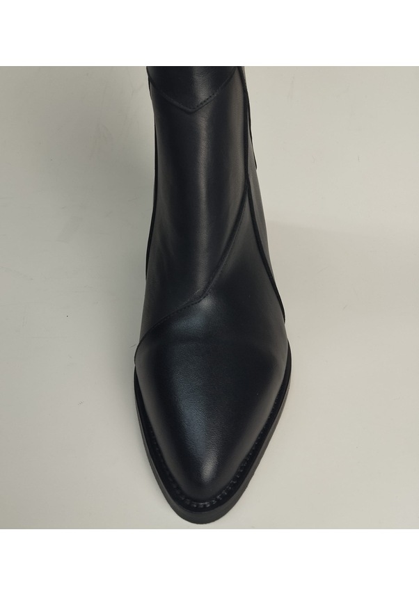 Resim Kadın Hakiki Deri Arkadan Fermuarlı Siyah Deri Topuklu Bot Siyah 