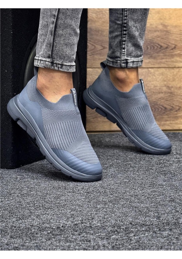 Resim Unisex Ortopedik Bağcıksız Triko Spor Ayakkabı-füme-226 Fume 