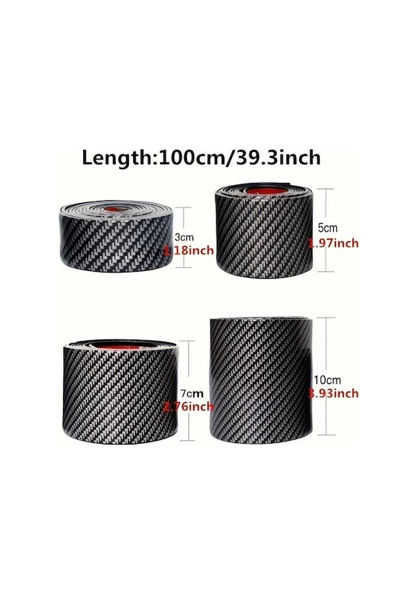 Resim Turcoshop11 1 Adet Altın Kaplama 2.76 İnç Araç Eşik Koruma Şeridi Karbon Desenli Basmaz Çizilmez 