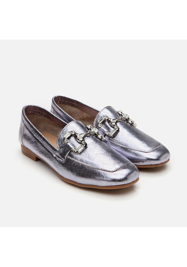 Resim Hotiç Hakiki Deri Lame Kadın Tokalı Loafer 01ayh306740a210 Lame-sılver Gümüş 