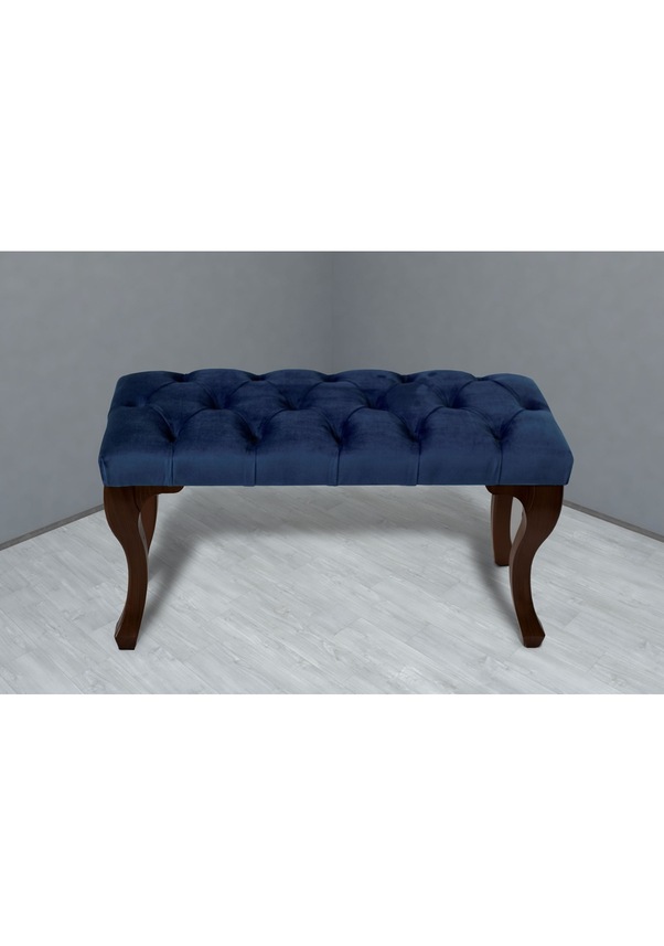 GazziniFurniture Mavi Yatak Ucu & Yatak Önü Bench Puf Makyaj Koltuğu