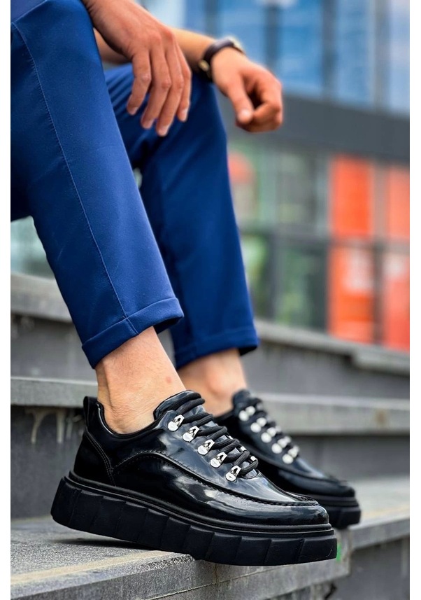 Resim Tb-x10 Terzi Bey Siyah Rugan Siyah Yüksek Taban Günlük Spor Ayakkabı Siyah2 