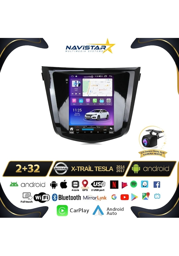 Nissan Xtrail 20142017 Tesla Model 2gb + 32gb Kablosuz Carplay