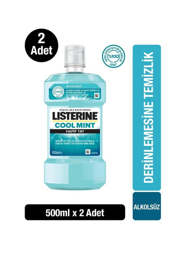 Listerine Zero Hafif Nane Alkolsüz Ağız Bakım Suyu 2 x 500 ML